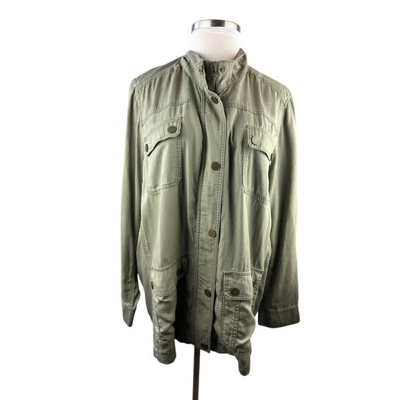 Lane Bryant Army Green Chambray Feel Utility Jacket Women's Plus Size 26/28 - Picture 6 of 14